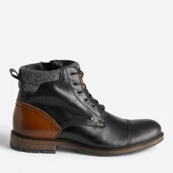 Eram Boots^Boots à lacet et cognac en cuir NOIR