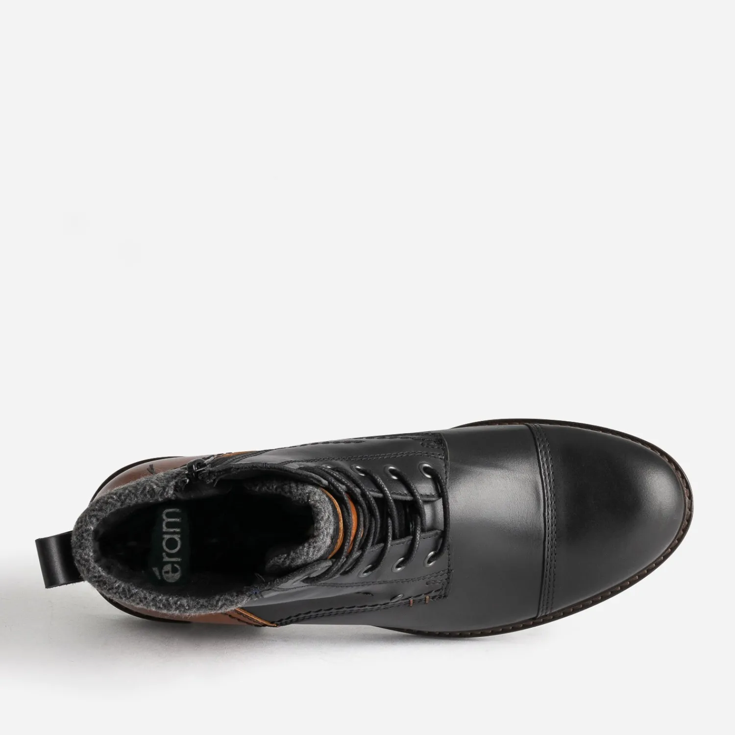 Eram Boots^Boots à lacet et cognac en cuir NOIR