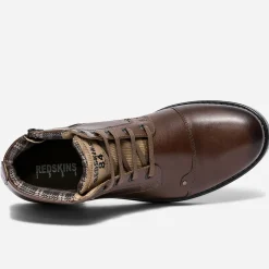 Redskins Boots^Boots à lacet marron en cuir COGNAC