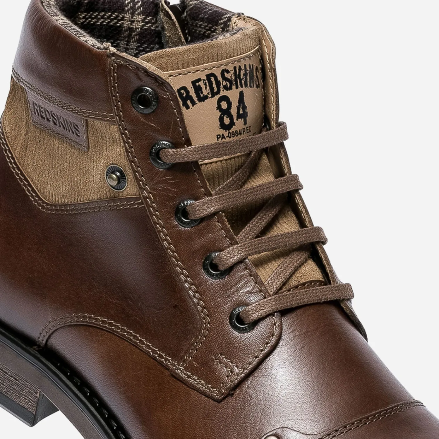 Redskins Boots^Boots à lacet marron en cuir COGNAC