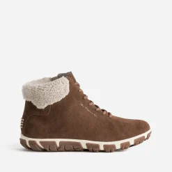 Tbs Baskets^Boots à lacet camel en cuir velours fourré COGNAC