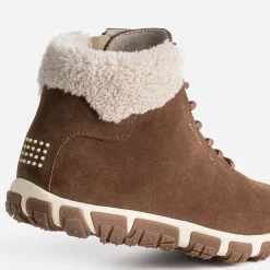 Tbs Baskets^Boots à lacet camel en cuir velours fourré COGNAC