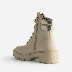 Texto Boots^Boots à lacet à col métallisé BEIGE