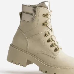 Texto Boots^Boots à lacet à col métallisé BEIGE