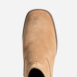 Eram Boots^Boots à talon en cuir velours CAMEL
