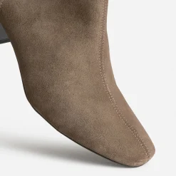 Eram Boots^Boots à talon taupe cuir velours GRIS