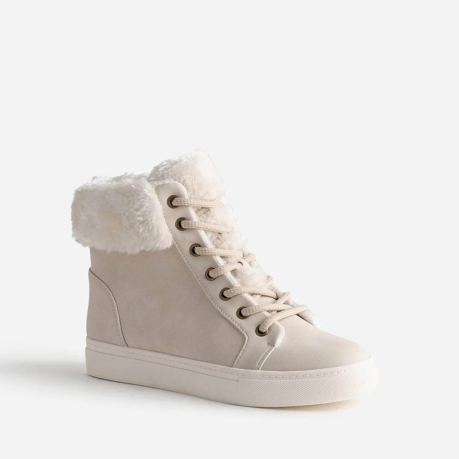 Eram Baskets^Boots beige clair fourrée ECRU