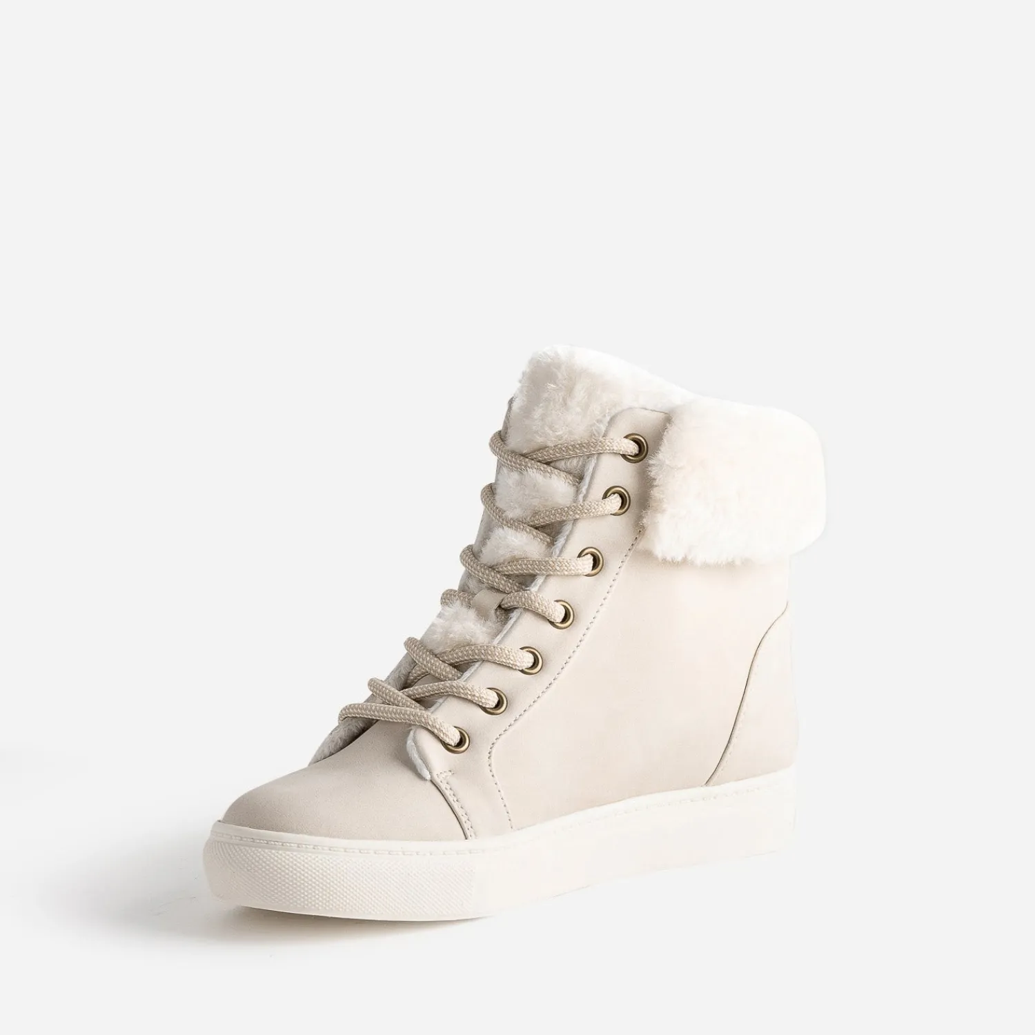 Eram Baskets^Boots beige clair fourrée ECRU