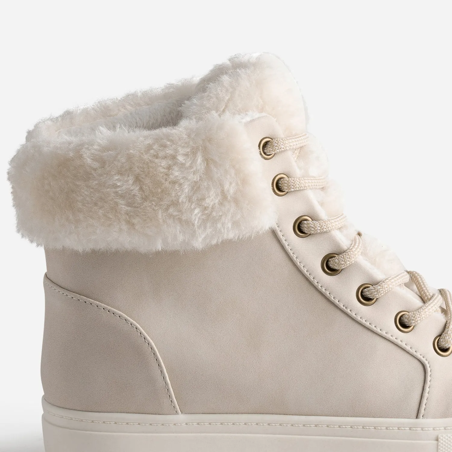Eram Baskets^Boots beige clair fourrée ECRU