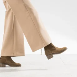 Eram Boots^Boots beige cuir velours zip arrière TAUPE