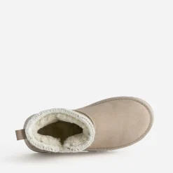 Eram Chaussons^Boots beige cuir velours fourré semelle plateforme TAUPE