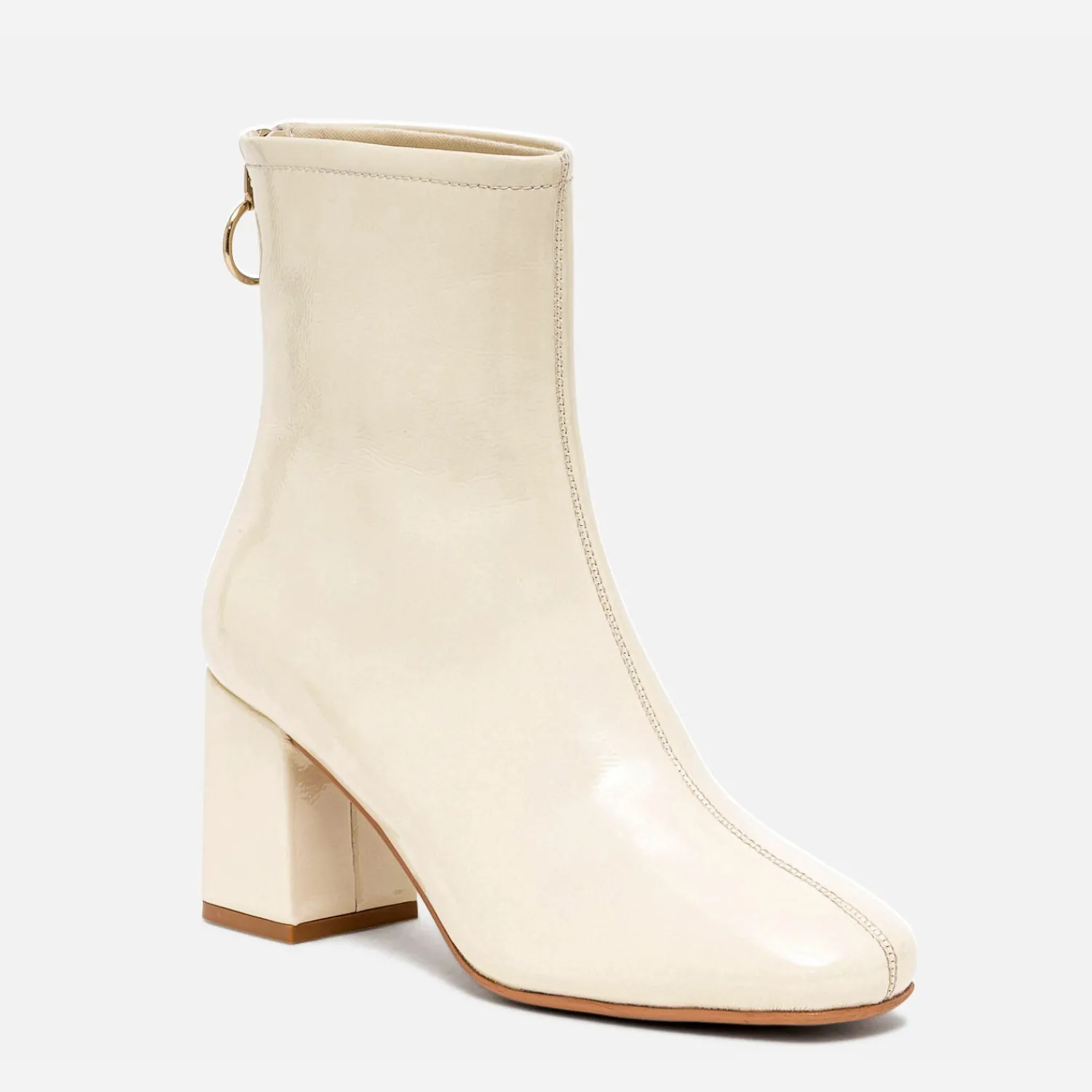 Eram Boots^Boots blanc cassé verni à zip arrière BEIGE