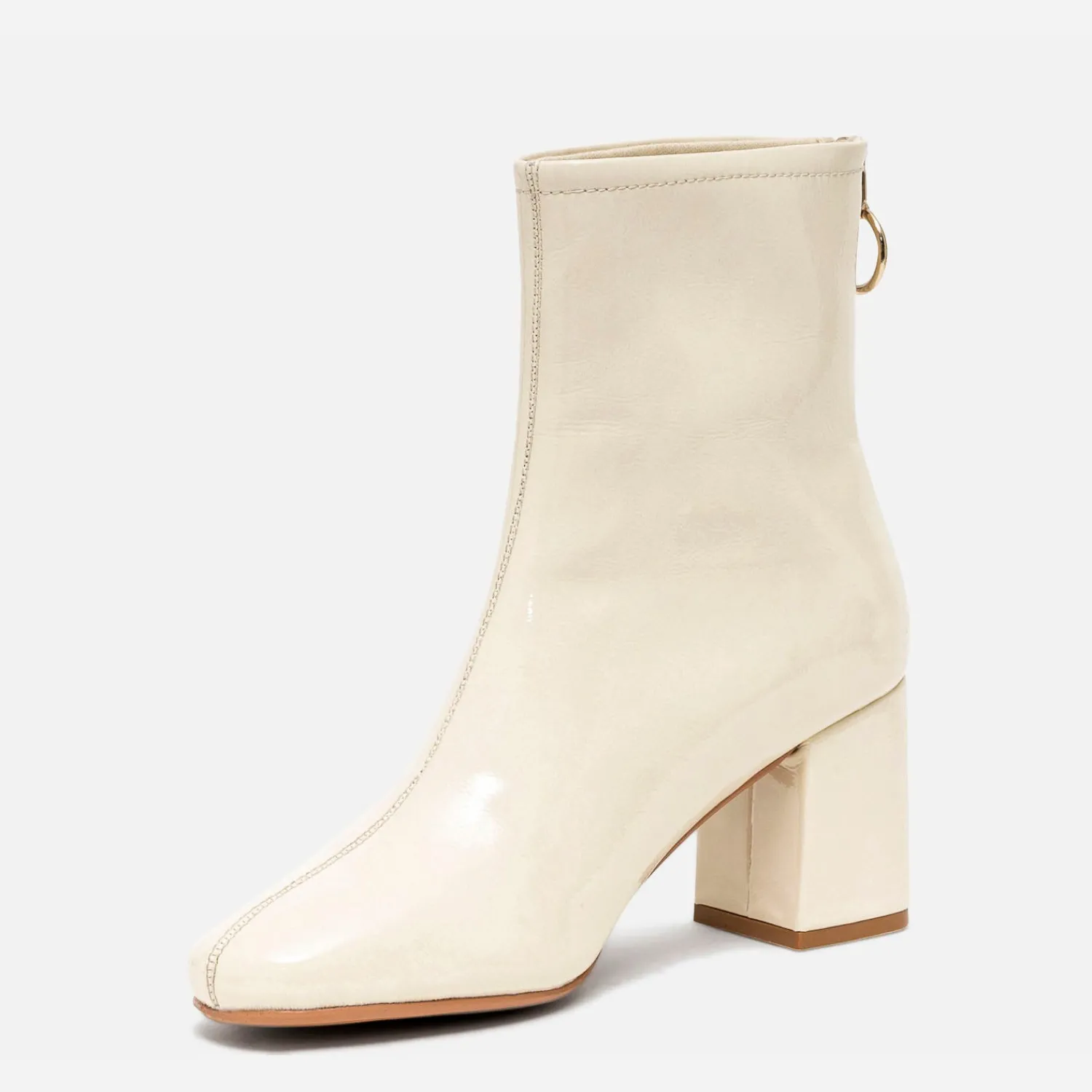 Eram Boots^Boots blanc cassé verni à zip arrière BEIGE
