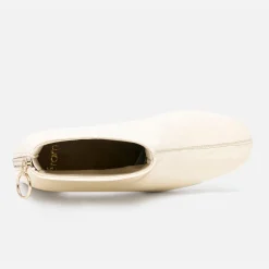 Eram Boots^Boots blanc cassé verni à zip arrière BEIGE