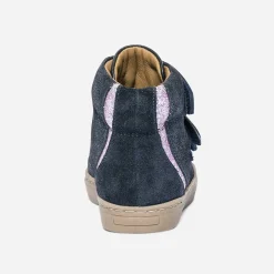 Buggy Boots^Boots marine en cuir à scratchs BLEU