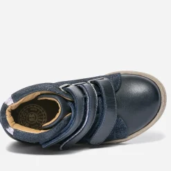 Buggy Boots^Boots marine en cuir à scratchs BLEU