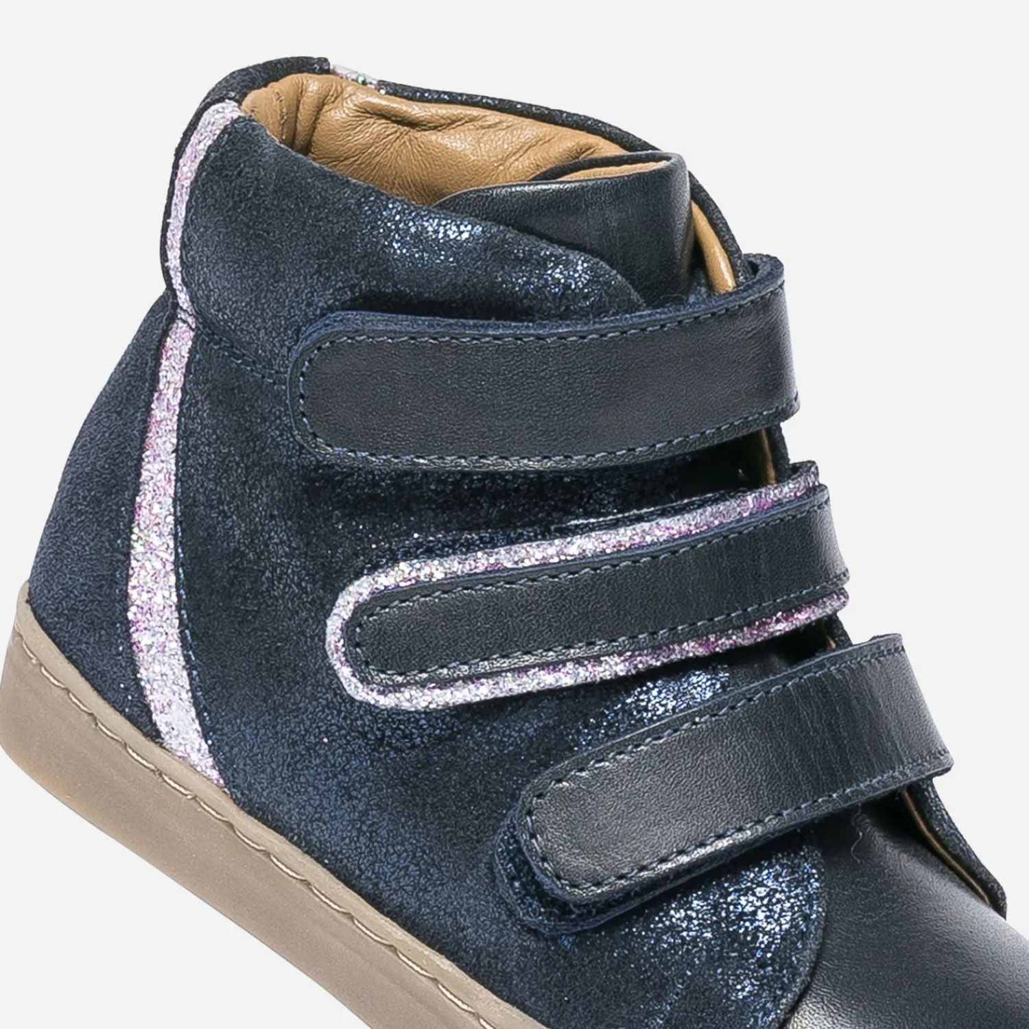 Buggy Boots^Boots marine en cuir à scratchs BLEU