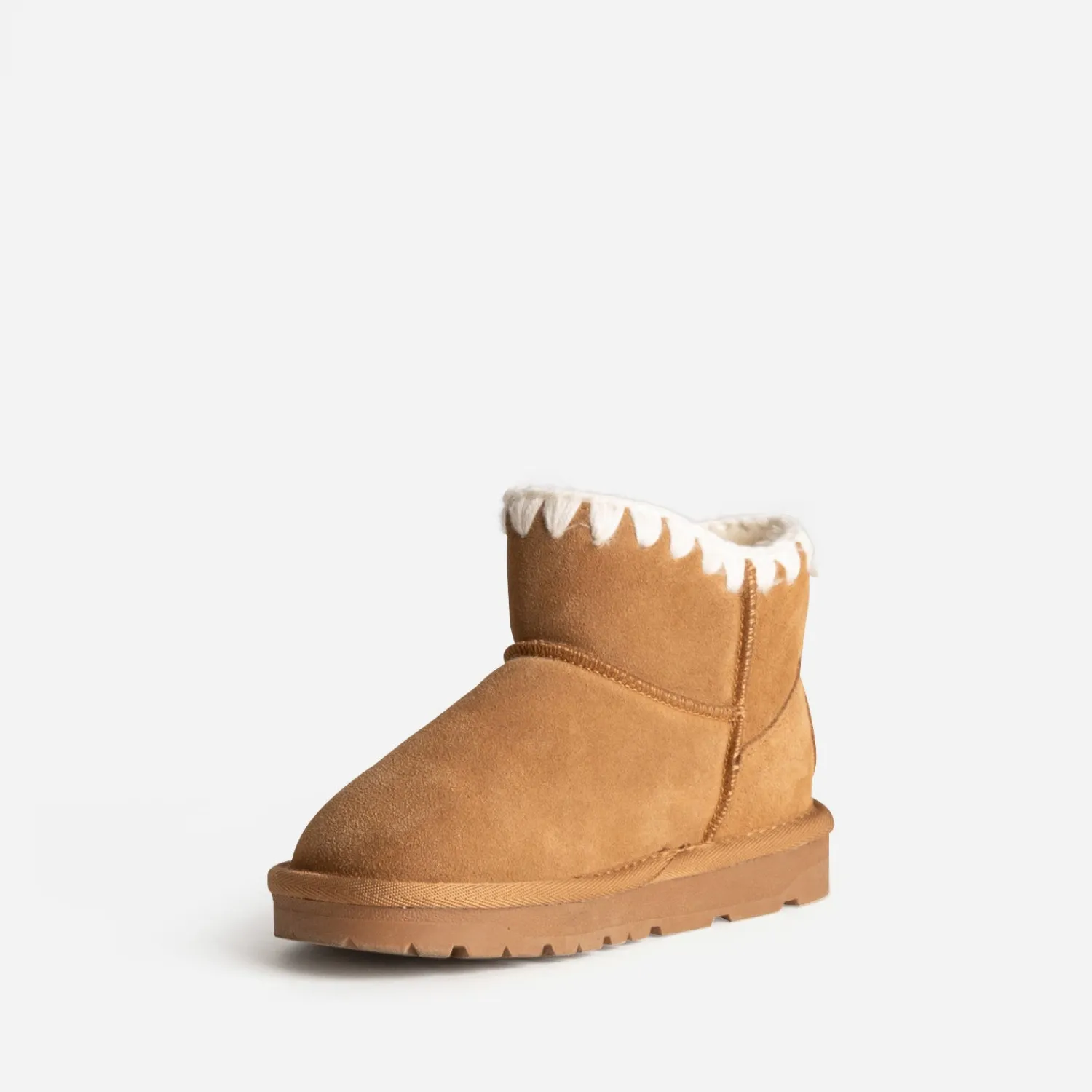 Buggy Boots|Chaussons^Boots cuir velours fourré CAMEL