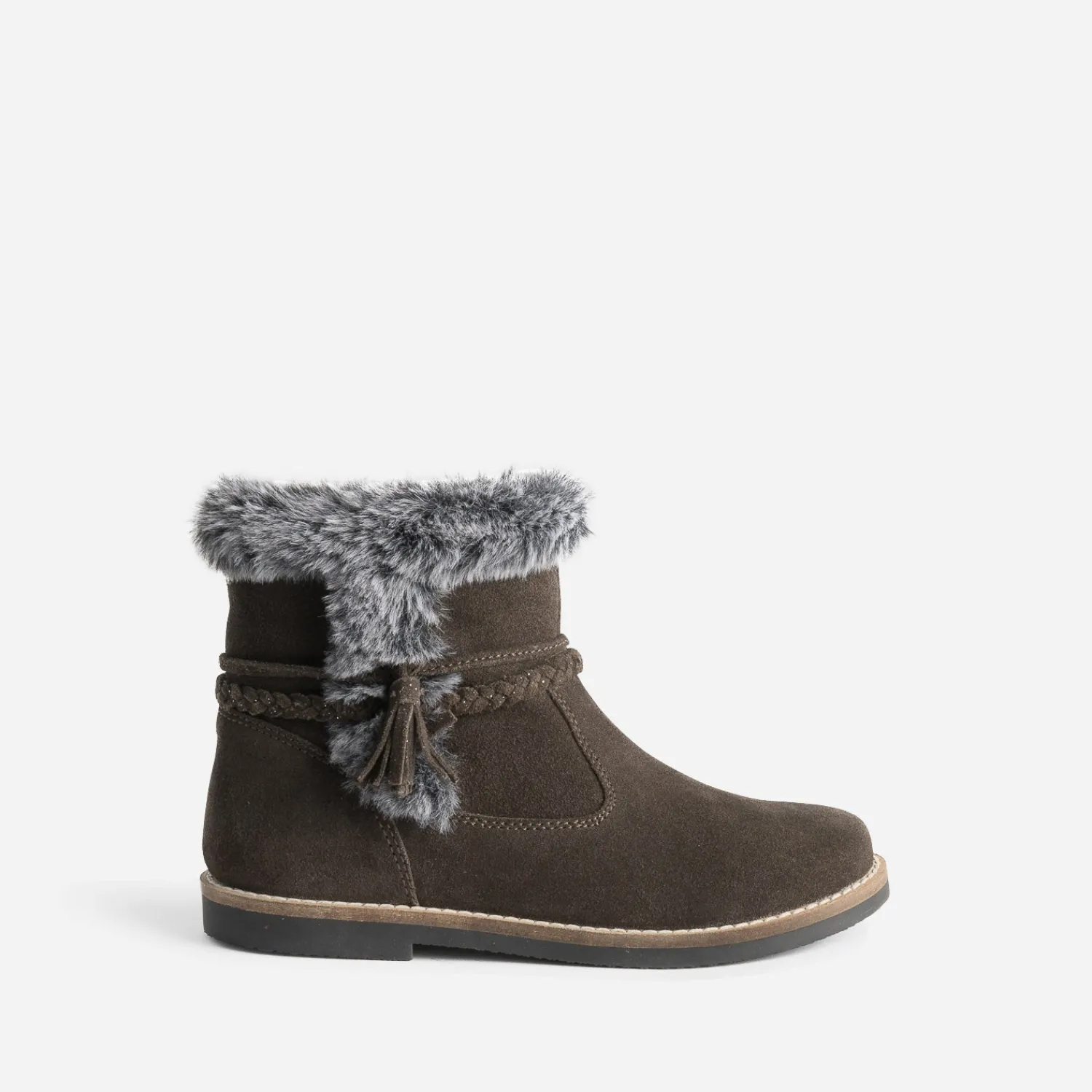 Buggy Boots^Boots cuir velours à bord fourré MARRON