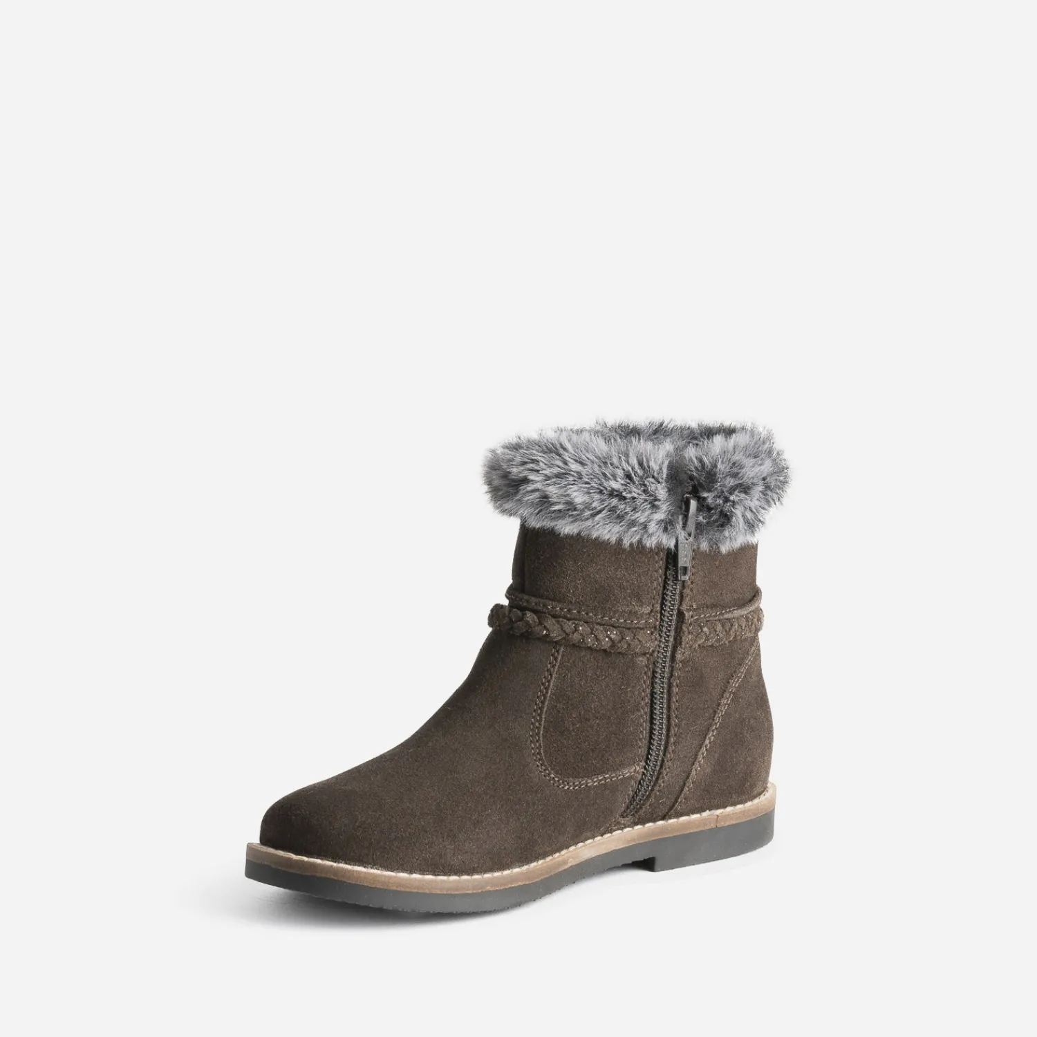Buggy Boots^Boots cuir velours à bord fourré MARRON