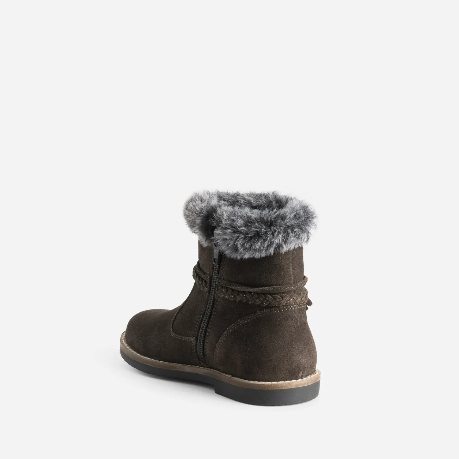 Buggy Boots^Boots cuir velours à bord fourré MARRON