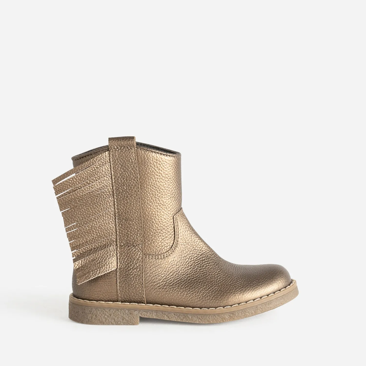 Buggy Boots^Boots métallisé en cuir à franges MARRON