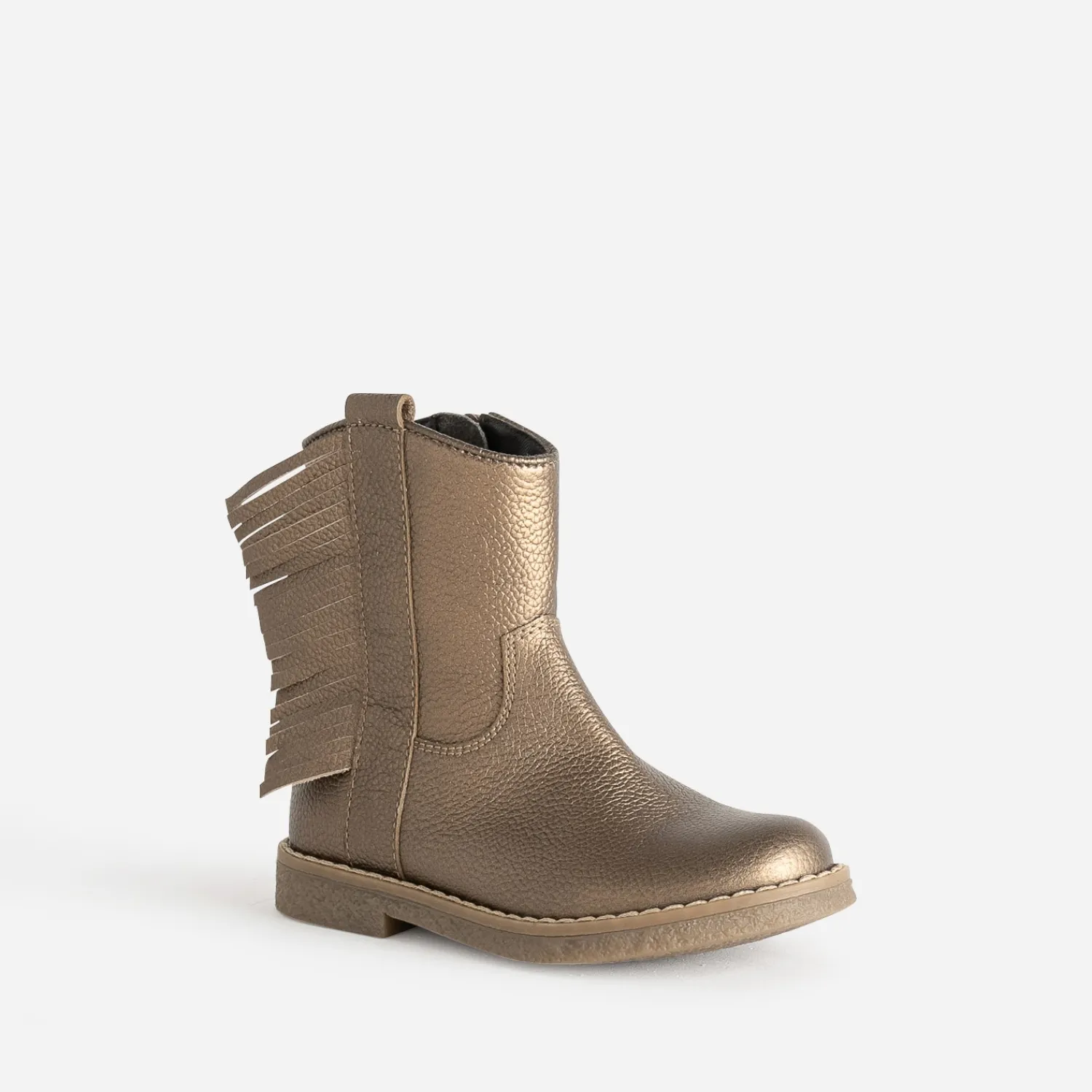 Buggy Boots^Boots métallisé en cuir à franges MARRON