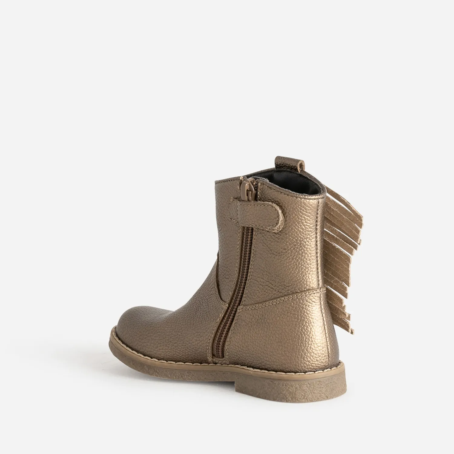 Buggy Boots^Boots métallisé en cuir à franges MARRON