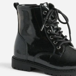 Buggy Boots^Boots pailleté à lacet NOIR