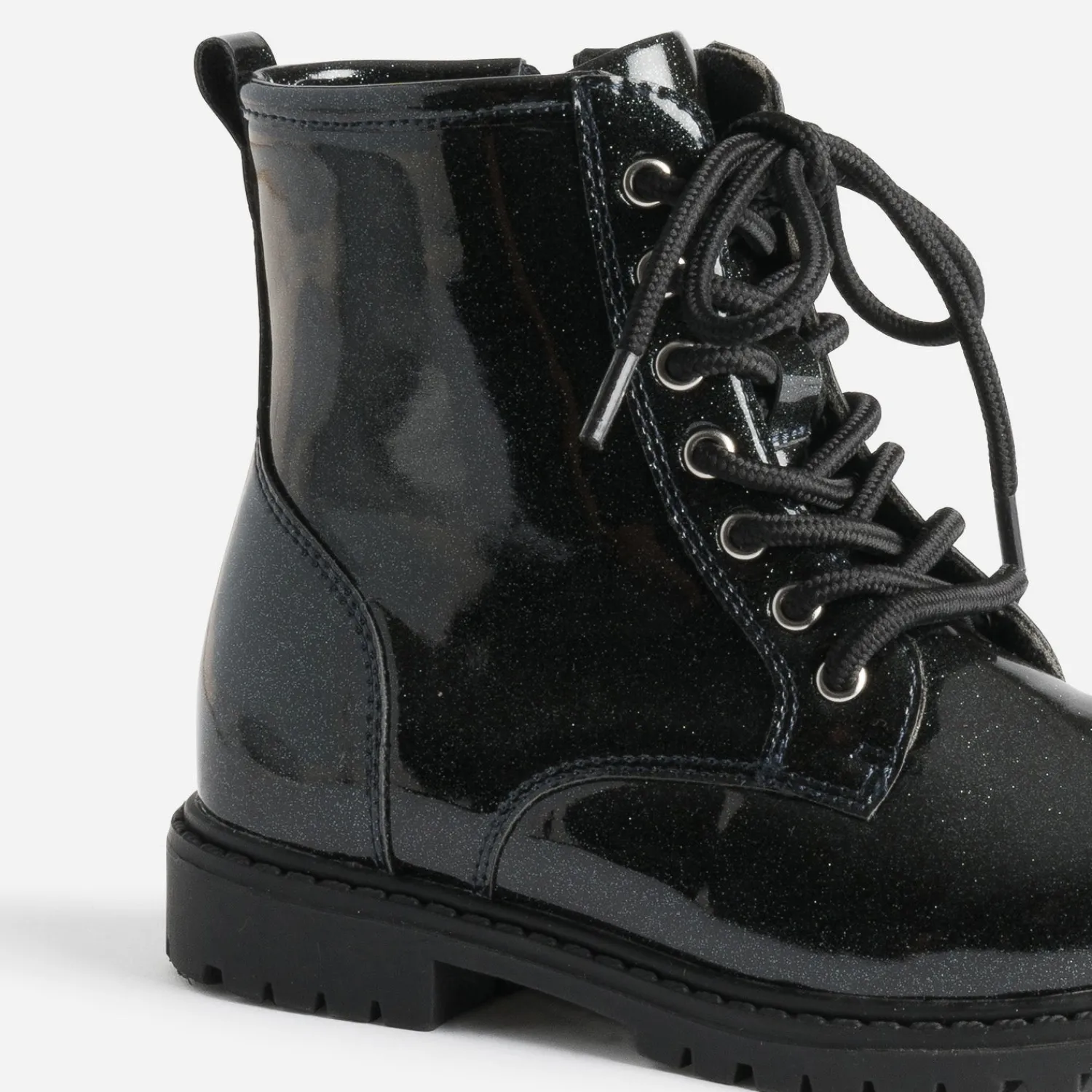 Buggy Boots^Boots pailleté à lacet NOIR