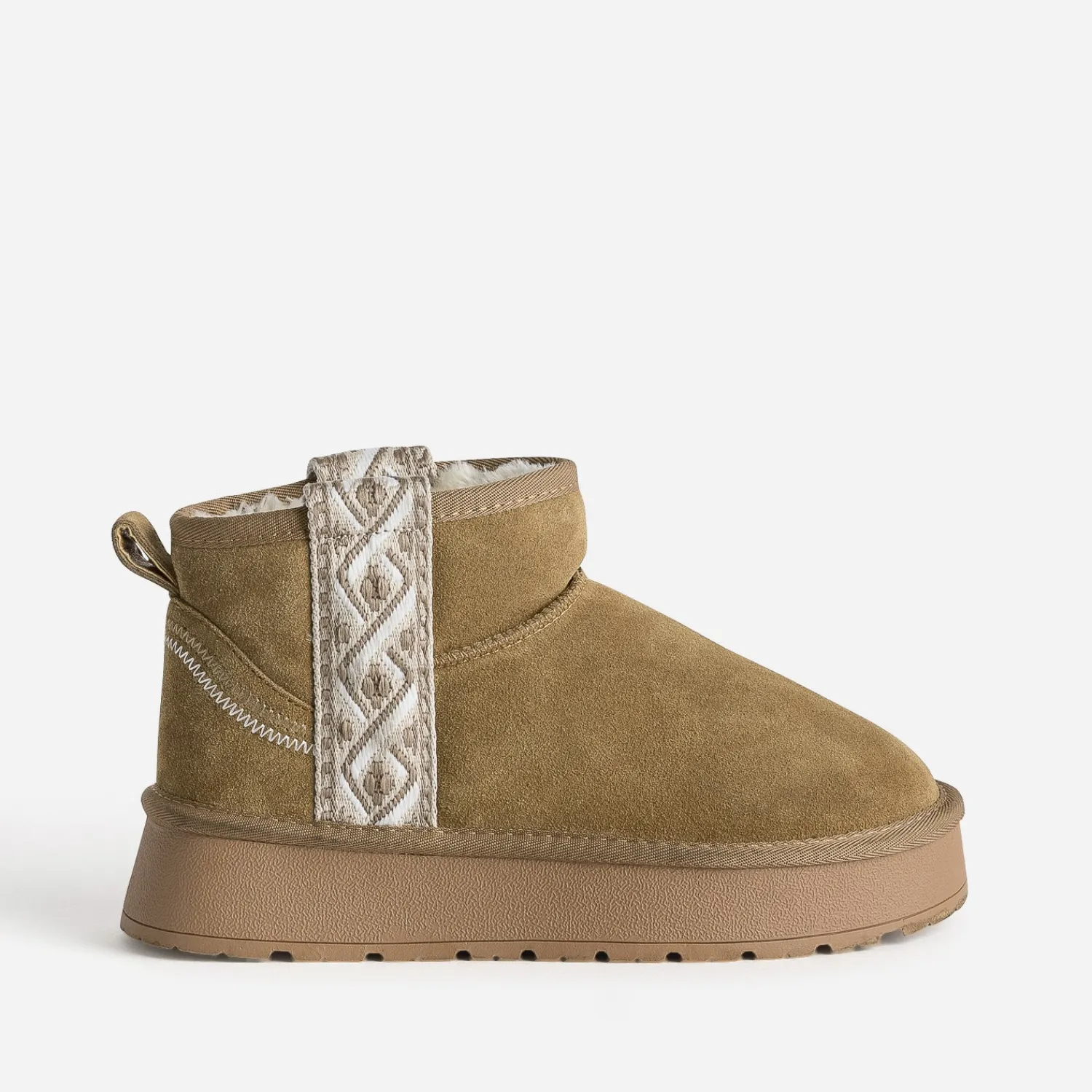 Eram Chaussons^Boots cuir velours fourré à plateforme CAMEL