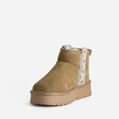Eram Chaussons^Boots cuir velours fourré à plateforme CAMEL