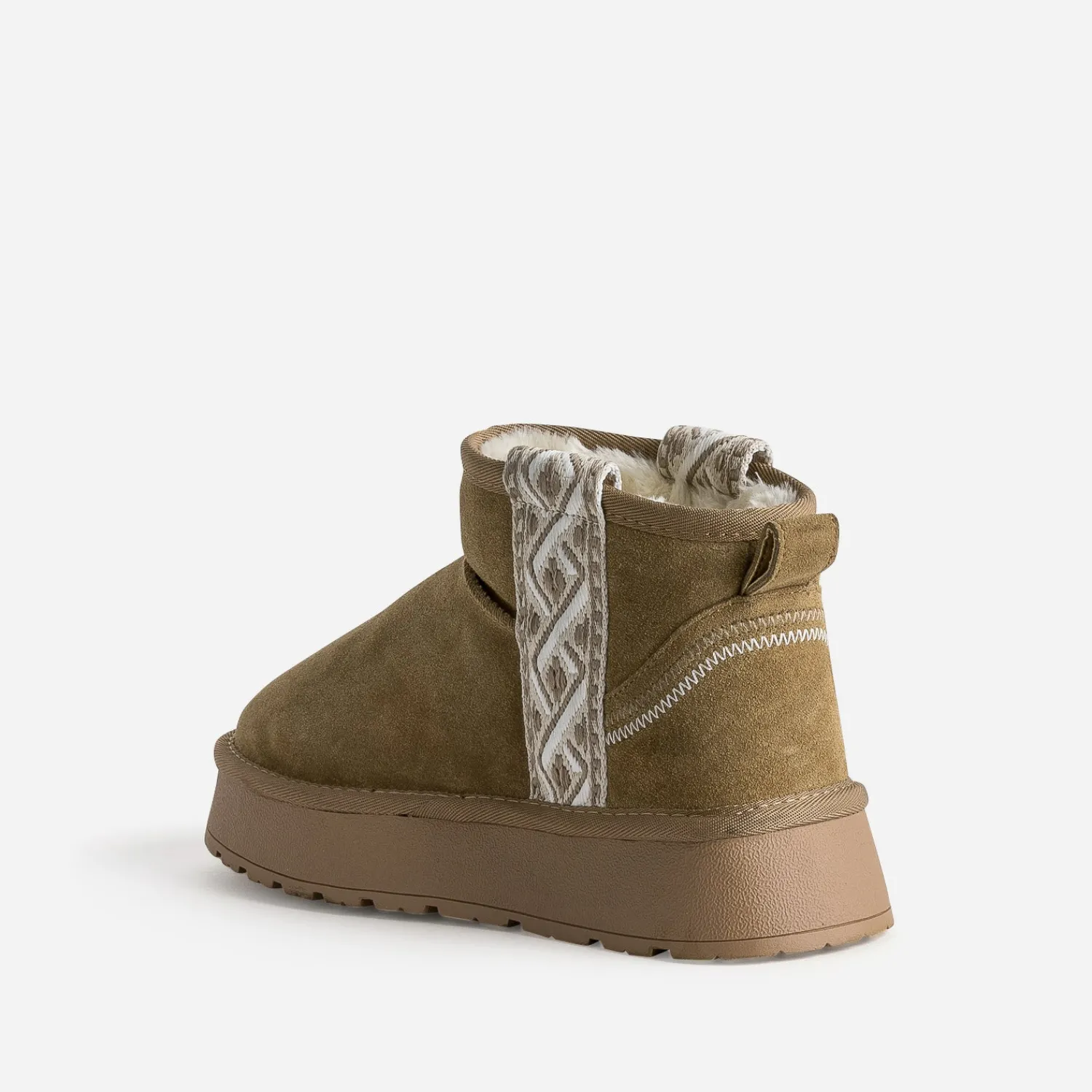 Eram Chaussons^Boots cuir velours fourré à plateforme CAMEL
