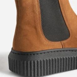 Eram Boots^Boots en cuir velours à plateforme CAMEL