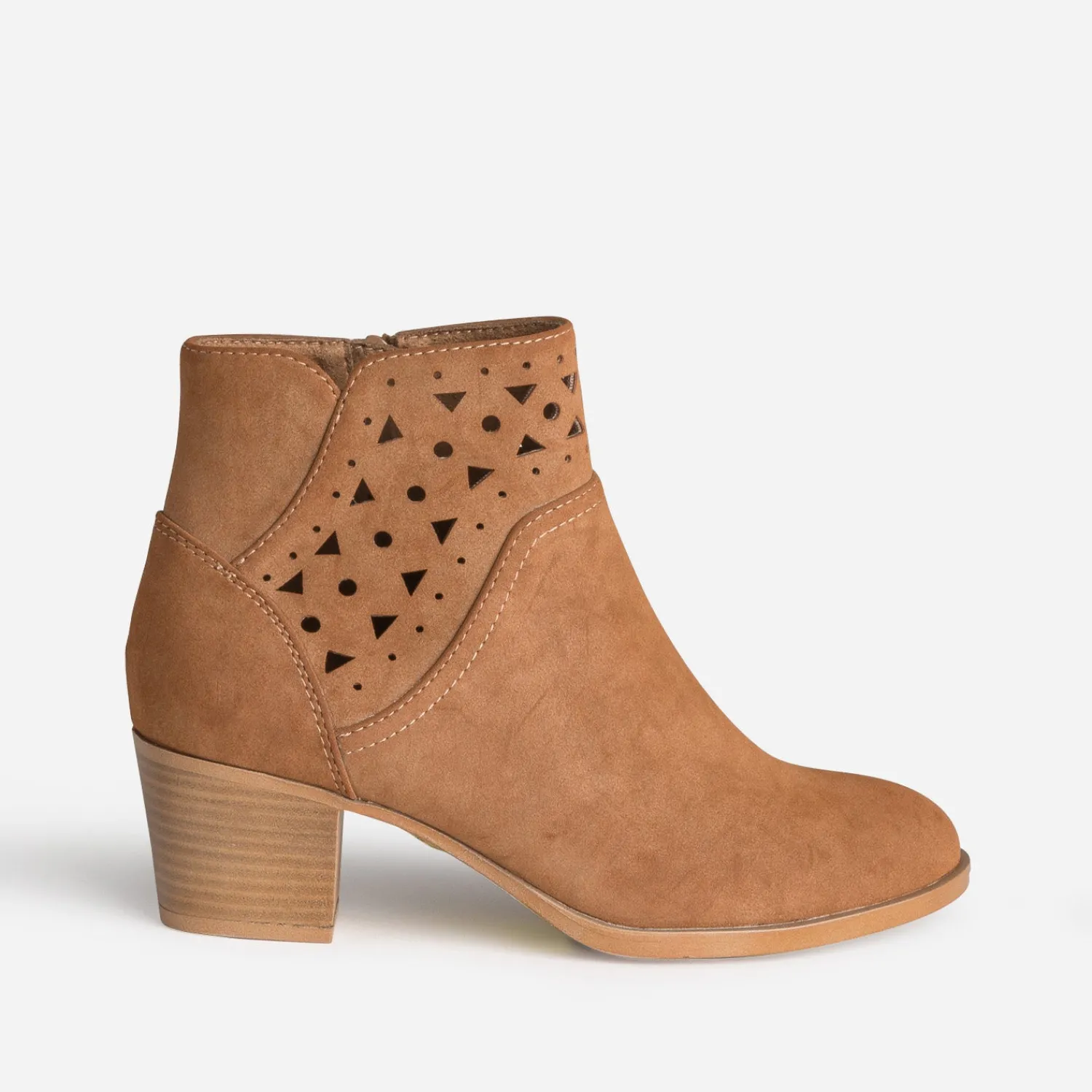Eram Boots^Boots suédé détails perforés CAMEL