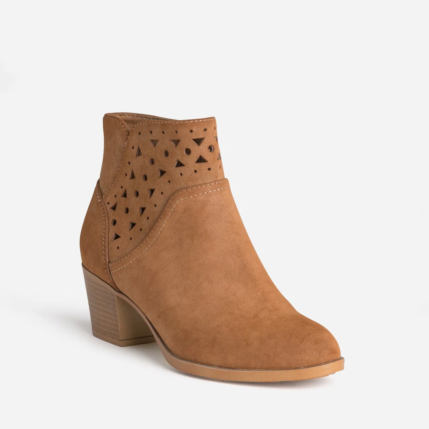 Eram Boots^Boots suédé détails perforés CAMEL
