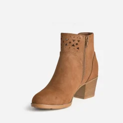 Eram Boots^Boots suédé détails perforés CAMEL