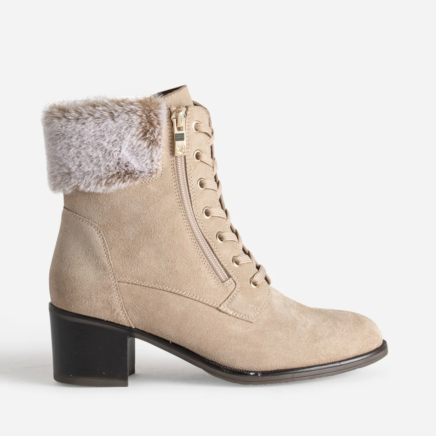 Caprice Boots^Boots cuir velours BEIGE