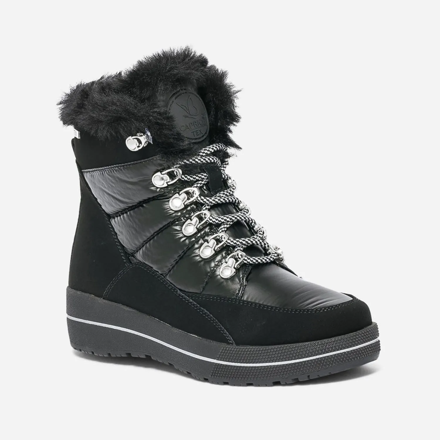 Caprice Boots^Boots bi matière fourré NOIR
