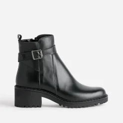 Eram Boots^Boots éco-conçu cuir à semelle crantée NOIR