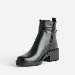 Eram Boots^Boots éco-conçu cuir à semelle crantée NOIR