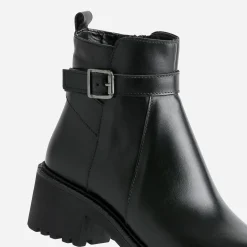 Eram Boots^Boots éco-conçu cuir à semelle crantée NOIR
