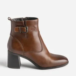Eram Boots^Boots éco-conçu en cuir détails surpiqûres COGNAC