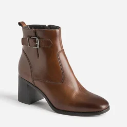 Eram Boots^Boots éco-conçu en cuir détails surpiqûres COGNAC