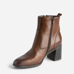 Eram Boots^Boots éco-conçu en cuir détails surpiqûres COGNAC