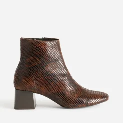 Eram Boots^Boots cuir velours effet python COGNAC