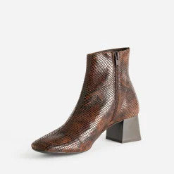 Eram Boots^Boots cuir velours effet python COGNAC