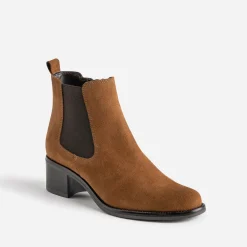 Eram Boots^Boots cognac en cuir velours TAUPE