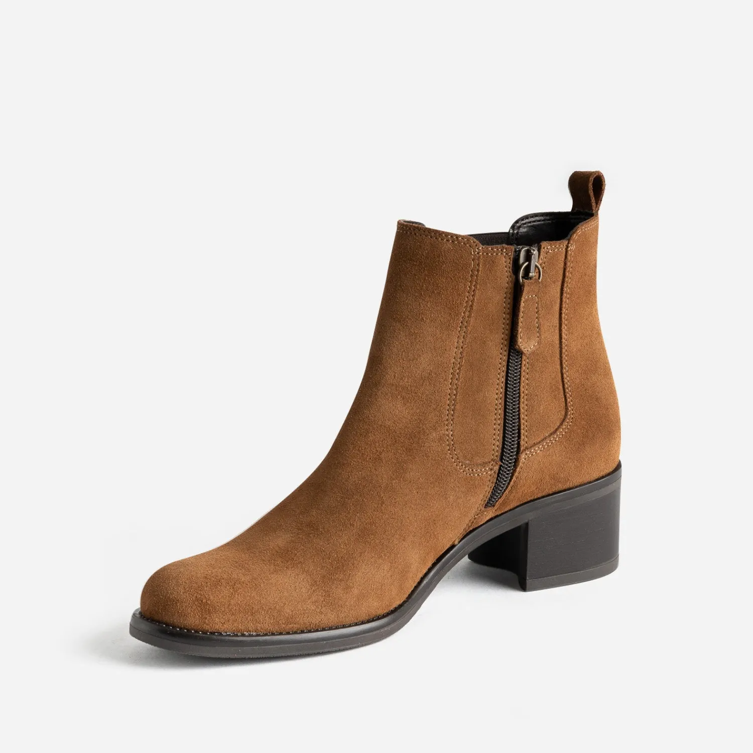 Eram Boots^Boots cognac en cuir velours TAUPE