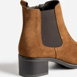 Eram Boots^Boots cognac en cuir velours TAUPE